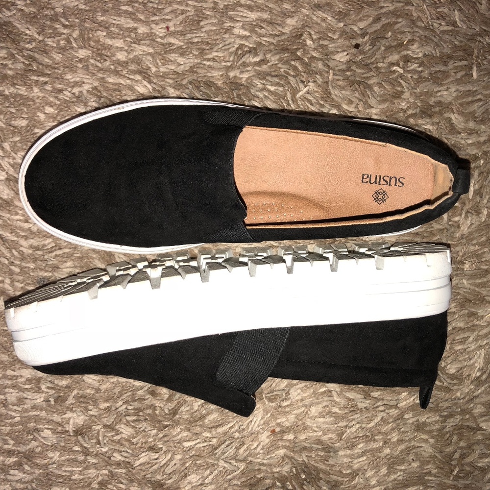 Suede Platform Slip-On Shoes